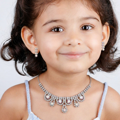 Diwali Special Crystal Silver Jewellery Set(Pack of 1)