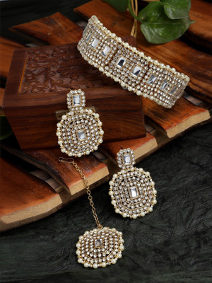Sukkhi Alloy Gold-plated White Jewellery Set(Pack of 4)