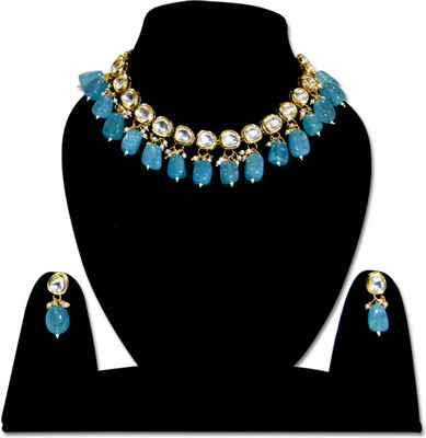Designer Mart Alloy Gold-plated Blue Jewellery Set(Pack of 3)