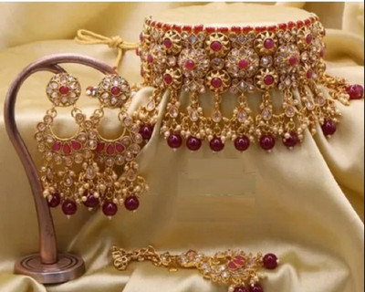 mankairoop Alloy Gold-plated Gold, White Jewellery Set(Pack of 1)