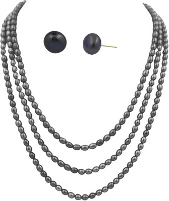 DD Pearls Mother of Pearl Grey Jewellery Set(Pack of 1)