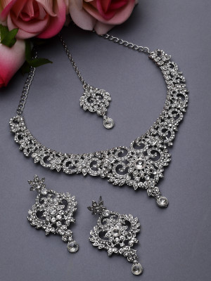 Sukkhi Alloy Rhodium Silver Jewellery Set(Pack of 3)