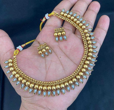 PBM CREATIONS Copper Gold-plated White, Gold Jewellery Set(Pack of 3)