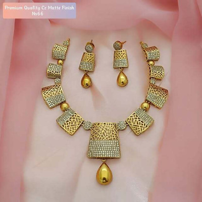 YIMBLI Brass Gold-plated Gold Jewellery Set(Pack of 1)