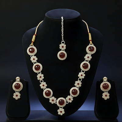 Sumatiratan Alloy Silver Green Jewellery Set(Pack of 1)