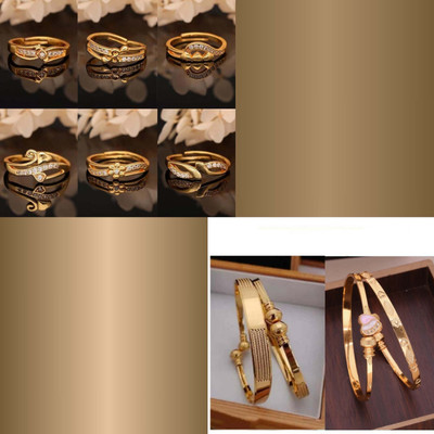 VEDDAA Brass Gold-plated Silver, Red, Pink Jewellery Set(Pack of 8)