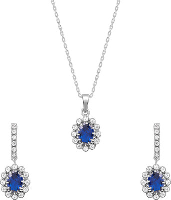 GIVA Sterling Silver Rhodium Blue, White Jewellery Set(Pack of 3)