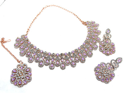 triveni creations Alloy Gold-plated Purple Jewellery Set(Pack of 1)