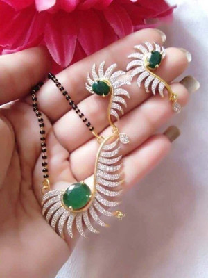 Bhagya Lakshmi Alloy Gold-plated Green Jewellery Set(Pack of 1)