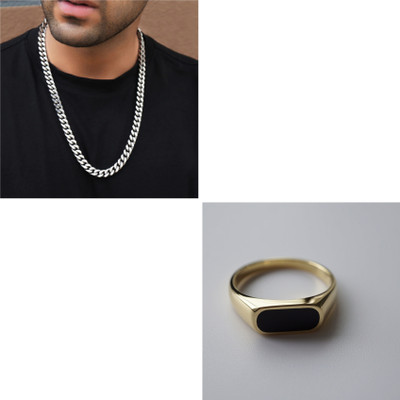 MAATRCHAAYA Stainless Steel Sterling Silver, Gold-plated Silver, Gold Jewellery Set(Pack of 2)