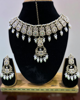 Tulsi Art Jewels Alloy Gold-plated White Jewellery Set(Pack of 3)