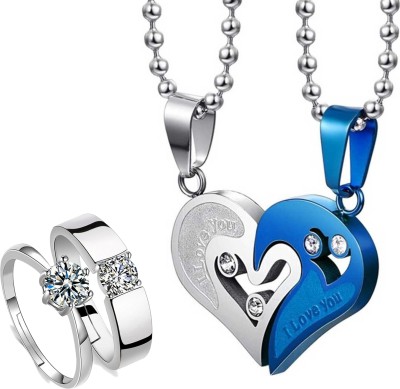 Fashion Frill Stainless Steel Silver Blue Jewellery Set(Pack of 1)