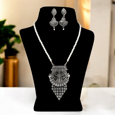 Lucky Jewellery Alloy Silver Silver, White Jewellery Set(Pack of 3)