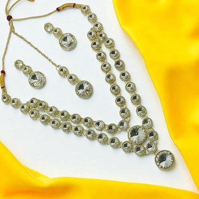 Aditya Fashion Metal Gold-plated White Jewellery Set(Pack of 1)