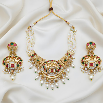 NANDAI Alloy Gold-plated Gold, Multicolor Jewellery Set(Pack of 1)