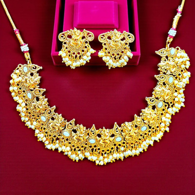 Aroras Bridal & Fashion Jewellery Brass Gold-plated Gold Jewellery Set(Pack of 1)