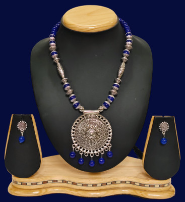 SAMRUAARA Oxidised Silver Blue Jewellery Set(Pack of 1)