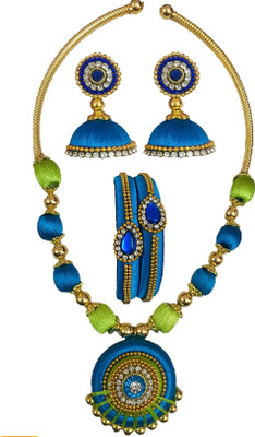 ambal Dori Blue, Green Jewellery Set(Pack of 1)