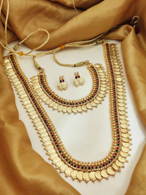 ZR JEWELS Brass Gold-plated Gold Jewellery Set(Pack of 2)
