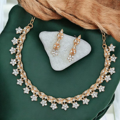 Rukma Alloy Gold, White Jewellery Set(Pack of 1)