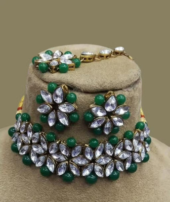 SatnamCreation Alloy Gold-plated Green Jewellery Set(Pack of 1)