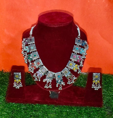 Nitish collectionn Alloy Silver Multicolor Jewellery Set(Pack of 1)