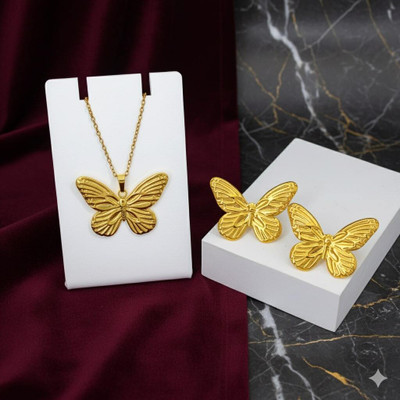 AKISON JEWELS Stainless Steel Gold-plated Gold Jewellery Set(Pack of 1)