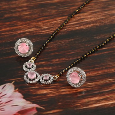Jewar Mandi Brass Silver Pink, White, Silver, Black Jewellery Set(Pack of 1)