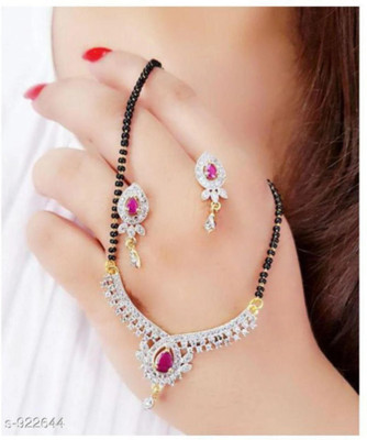 SRK Fashions Alloy Silver, Black, Pink Jewellery Set(Pack of 1)