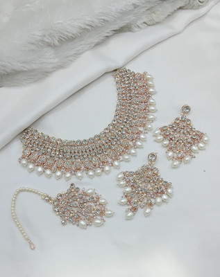 Yuzi Jewells Alloy White, Silver Jewellery Set(Pack of 1)