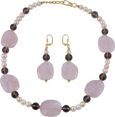 Pearlz Ocean Alloy Gold-plated Pink Jewellery Set(Pack of 1)