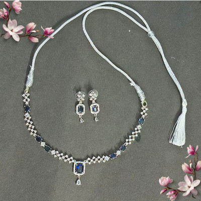 Amoha Lifestyle Alloy Silver Silver, Blue Jewellery Set(Pack of 1)