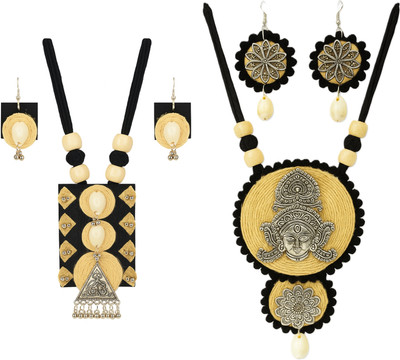 Loknath Handcraft Fabric Multicolor Jewellery Set(Pack of 2)