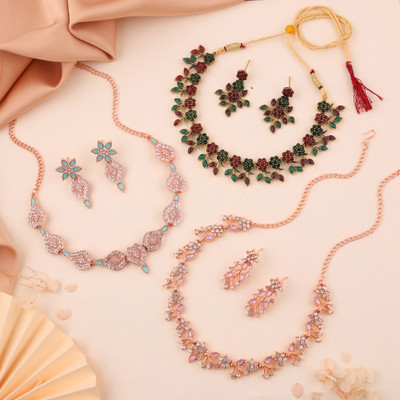 Alasca Brass Gold-plated Rose Gold, Gold Jewellery Set(Pack of 3)