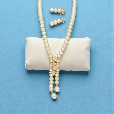 Sri Jagdamba Pearls Alloy Gold-plated White Jewellery Set(Pack of 2)