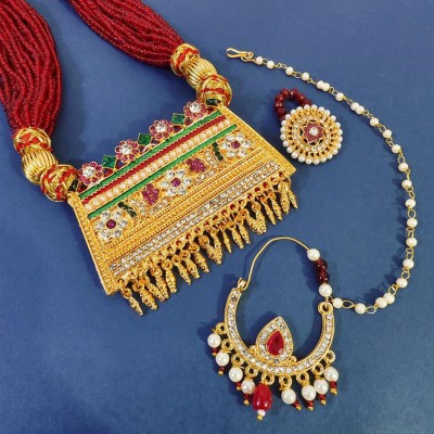 RAJASTHANI GAHANA Alloy Gold-plated Red Jewellery Set(Pack of 1)