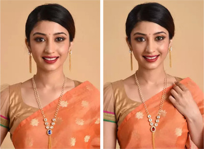 Ronak Jewels Alloy Gold-plated Red, White Jewellery Set(Pack of 2)