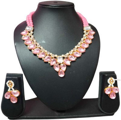 ANRA JEWEL Alloy Gold-plated Pink, Gold Jewellery Set(Pack of 3)
