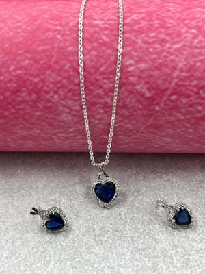Aviate Alloy Silver Blue Jewellery Set(Pack of 1)