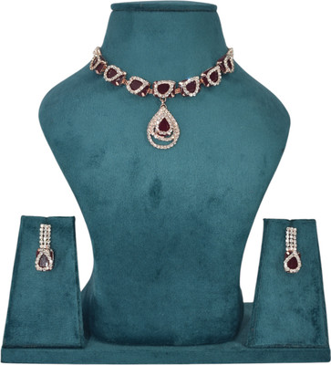 Dmc Alloy Gold, Ruby Red Jewellery Set(Pack of 1)