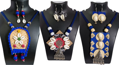 Loknath Handcraft Shell Multicolor Jewellery Set(Pack of 3)