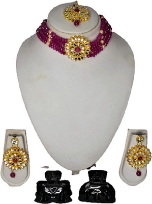 Divyanifashions Alloy Gold, Red Jewellery Set(Pack of 1)