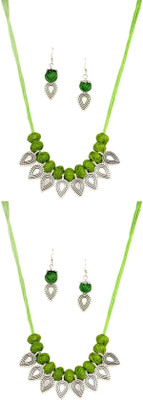HOUSE OFF COMMON Oxidised Silver Green, Green Jewellery Set(Pack of 2)