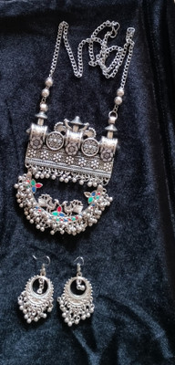 GLAMORSTYL Oxidised Silver Multicolor Jewellery Set(Pack of 3)