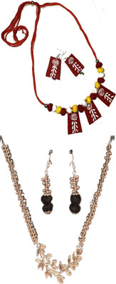 HOUSE OFF COMMON Oxidised Silver Red, Multicolor Jewellery Set(Pack of 2)