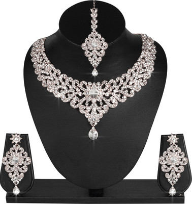 maayeri JEWELS Alloy Rhodium Silver Jewellery Set(Pack of 1)