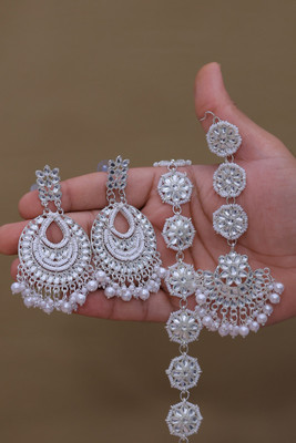 VISITART JEWELLERY Alloy Silver White, Silver Jewellery Set(Pack of 3)