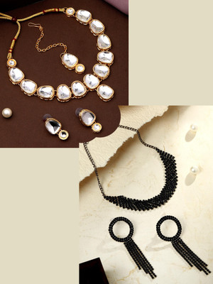 ASMITTA Jewellery Alloy Gold-plated Gold, Black Jewellery Set(Pack of 2)