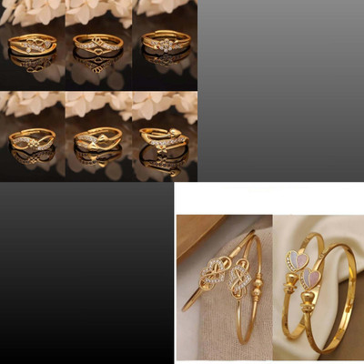 Alasca Brass Gold-plated Gold, Beige, Purple Jewellery Set(Pack of 8)