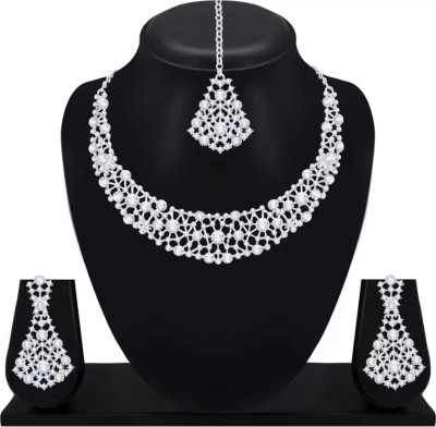 AK JEWEL STORES Alloy Rhodium White Jewellery Set(Pack of 4)